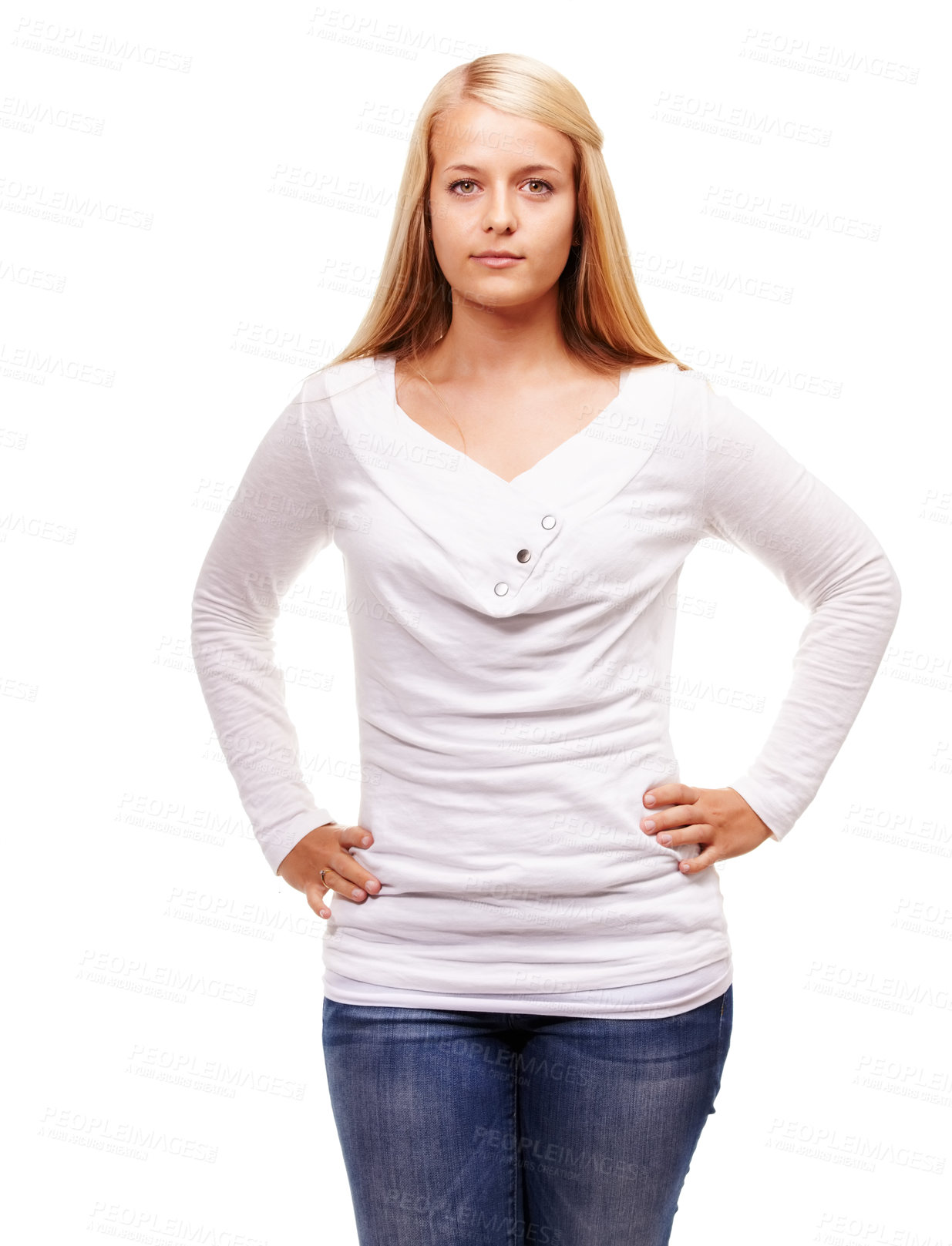 Buy stock photo Studio shot of an all-natural woman isolated on white