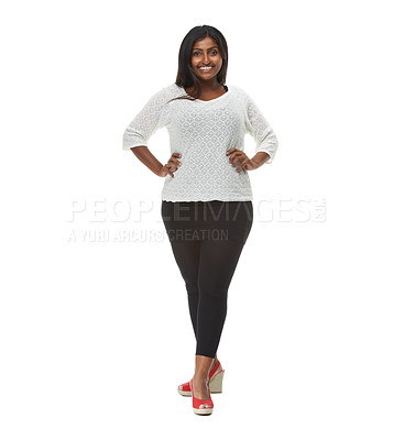 Buy stock photo Studio shot of an attractive woman against a white background