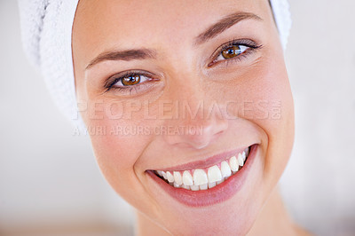 Buy stock photo Close up of a pretty female's flawless face