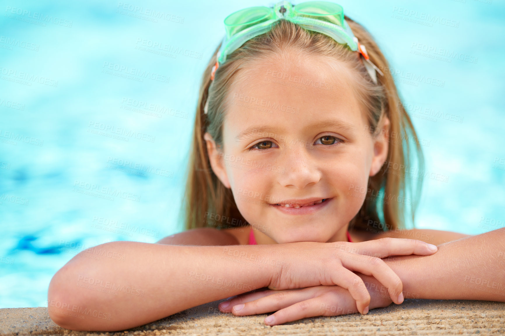 Buy stock photo A little girl in the swimming pool