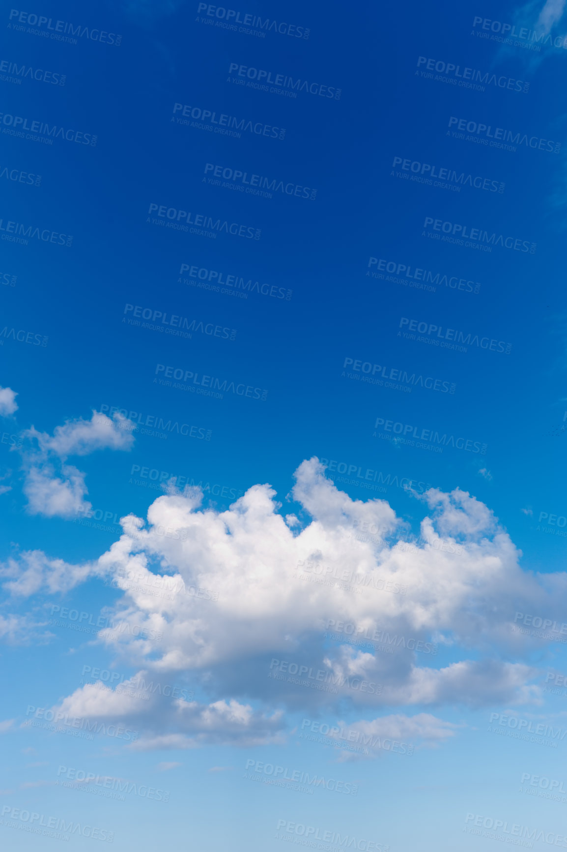 Buy stock photo Blue sky, cloud and mockup space with nature, weather or outdoor climate of natural scenery in the air. Clean ozone, view or skyline of heaven, condensation or clear cloudy day in the atmosphere