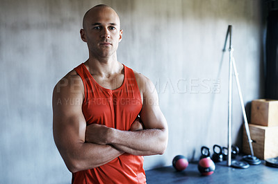 Buy stock photo Portrait of a man at the gym