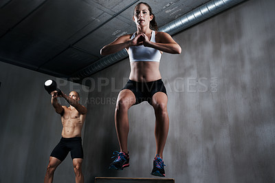 Buy stock photo A workout session in a gym