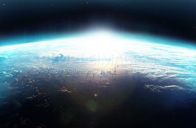 Buy stock photo Cropped image of a new dawn somewhere on planet earth - ALL design on this image is created from scratch by Yuri Arcurs'  team of professionals for this particular photo shoot