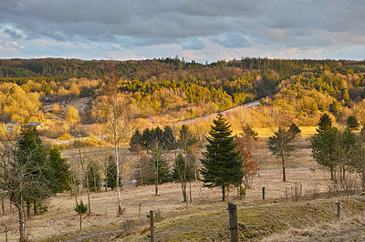 Buy stock photo A rural scene during Autumn in Denmark