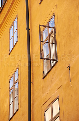 Buy stock photo A low-angle shot of a building exterior