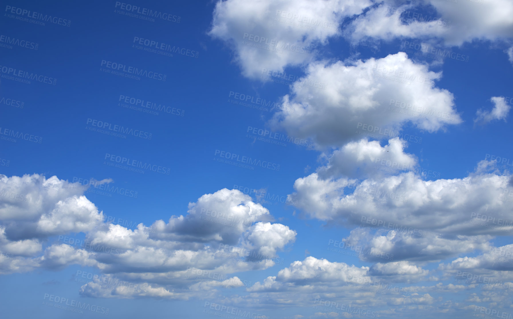 Buy stock photo Blue sky, cloud and weather with mockup space of nature, outdoor climate or natural scenery in air. Landscape with clean ozone, view or skyline of heaven, condensation or cloudy day in the atmosphere