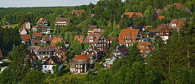 Buy stock photo A high angle view of a quaint village - Hartz, Germany