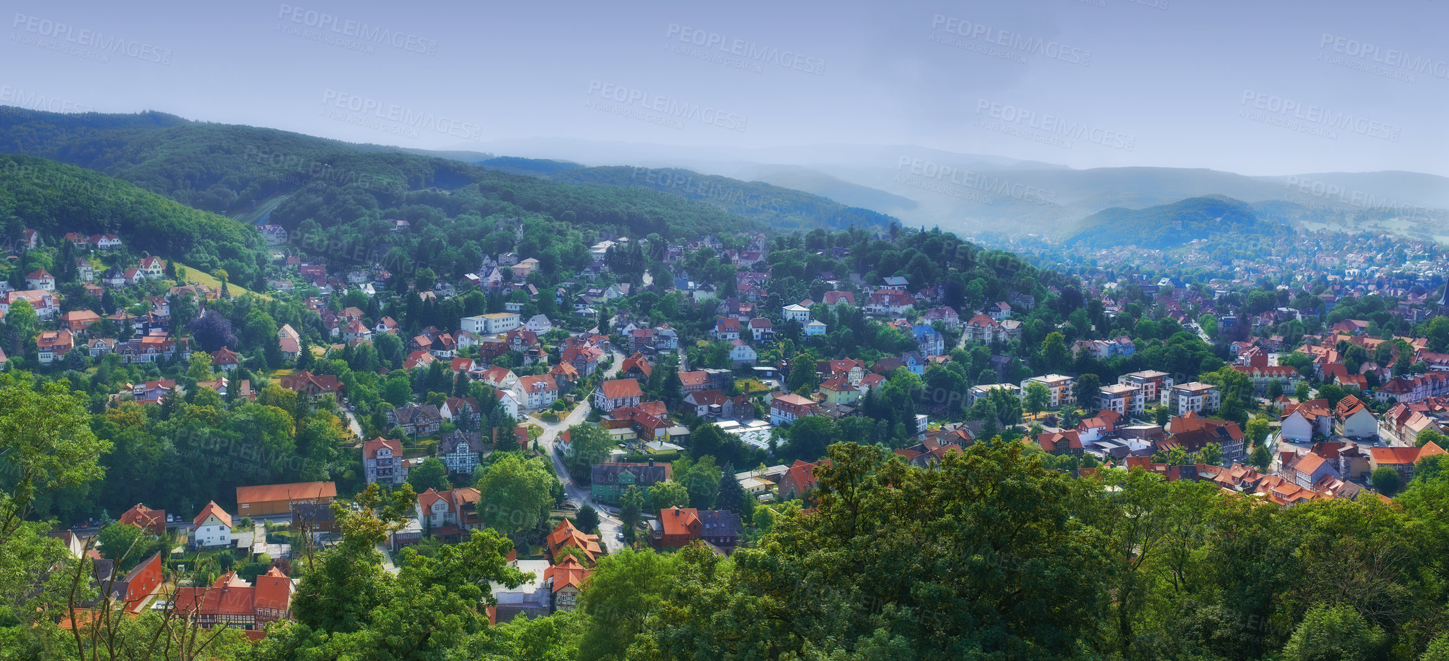 Buy stock photo A scenic village in Harz, Germany