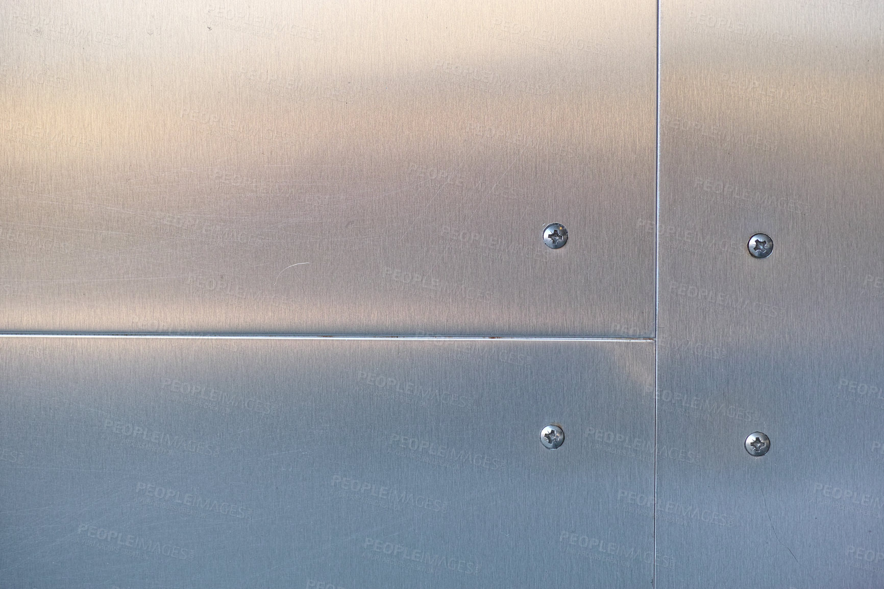 Buy stock photo Shiny sheet metal attached with bolts