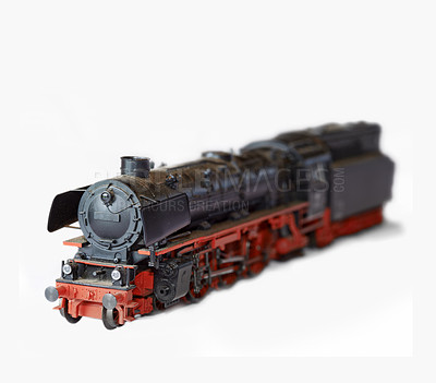 Buy stock photo Isolated image of a toy locomotive