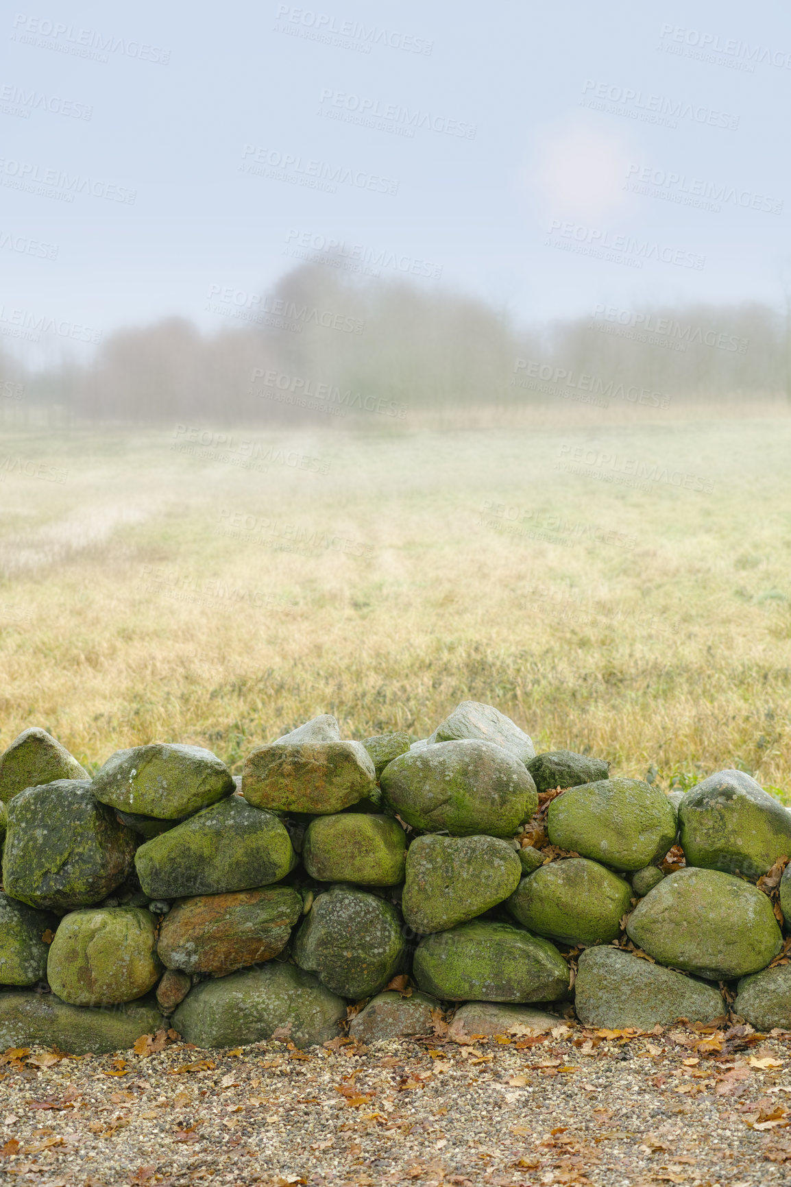 Buy stock photo A stone wall on a farm