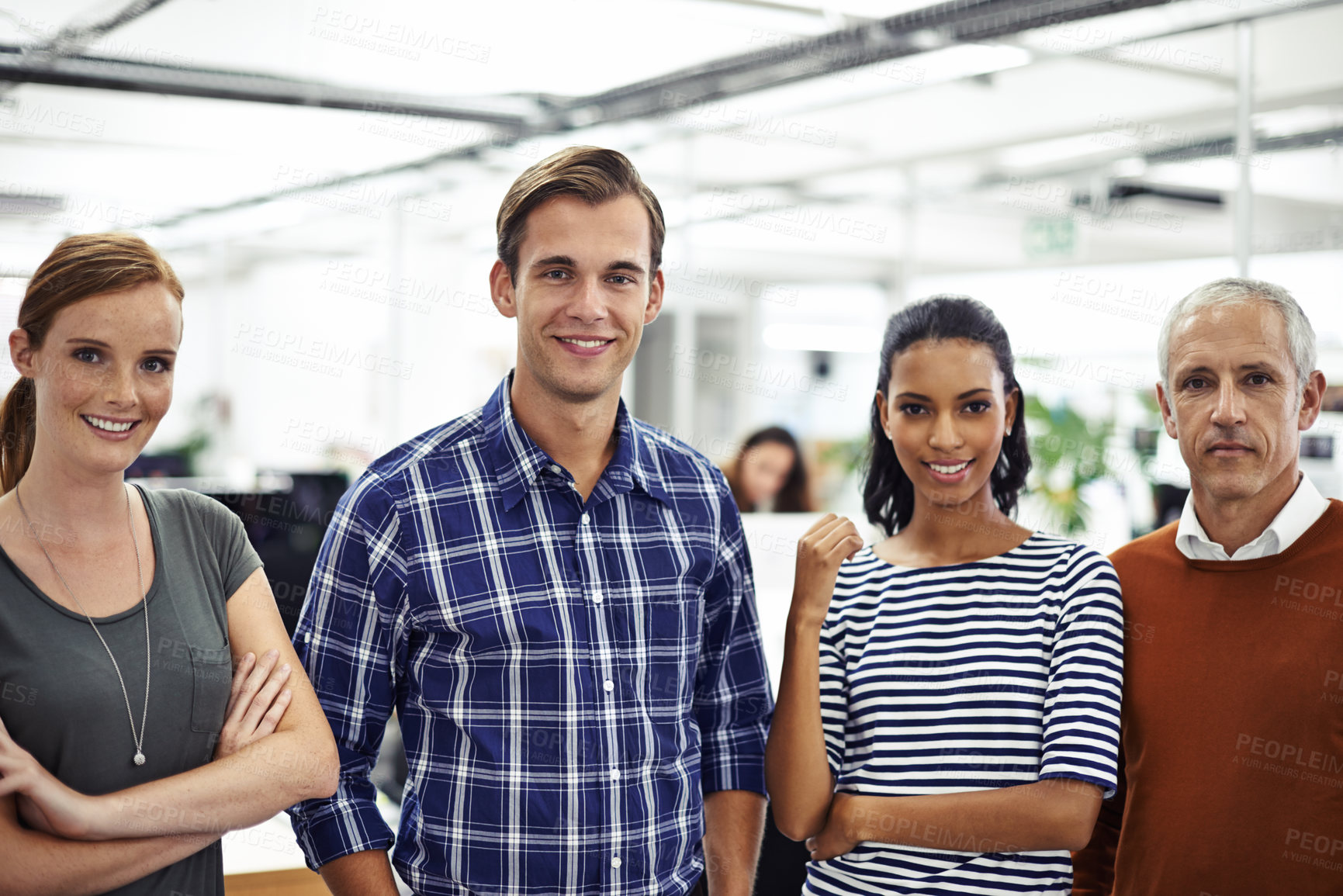 Buy stock photo Team, smile and portrait of business people in office for collaboration, pride and corporate confidence. Administration, employees and face with happiness for diversity, management and growth