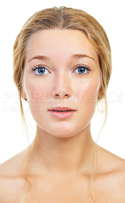 Buy stock photo Closeup portrait of a beautiful young woman in the studio