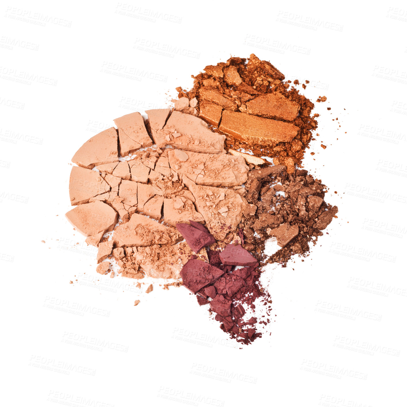 Buy stock photo Studio shot of crushed makeup against a white background
