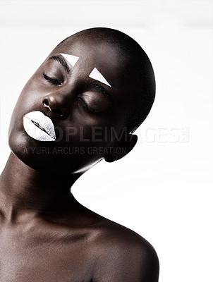 Buy stock photo Shot of a beautiful woman posing against a white studio background