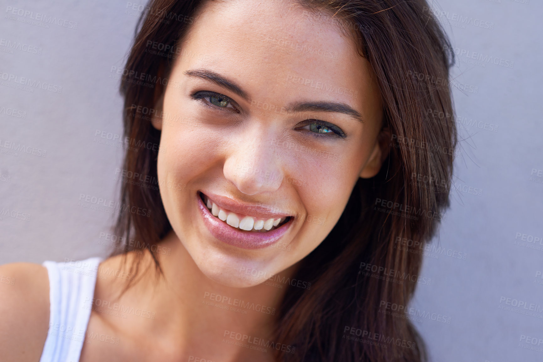 Buy stock photo Studio portrait of a beautiful young brunette