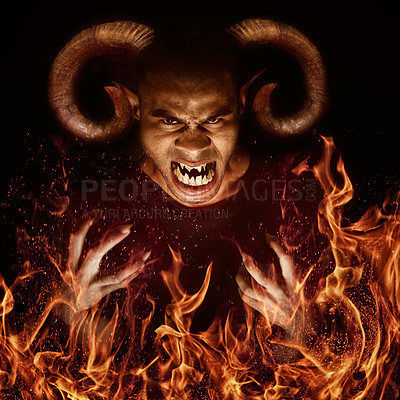Buy stock photo Computer manipulated shot of a fiery demon