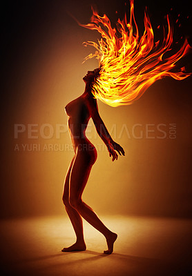 Buy stock photo Computer manipulated shot of a fire spirit