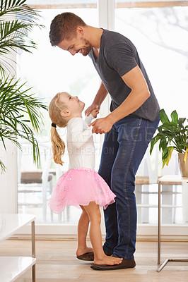 Buy stock photo Full length shot of a father and daughter dancing