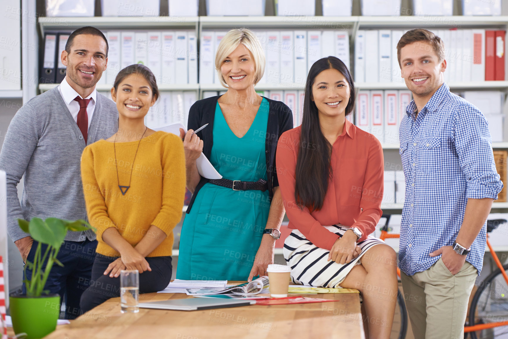 Buy stock photo Portrait of a group of coworkers in the office