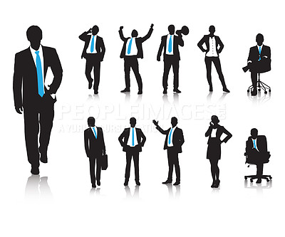 Buy stock photo Vector shot of businessmen and woman in various poses