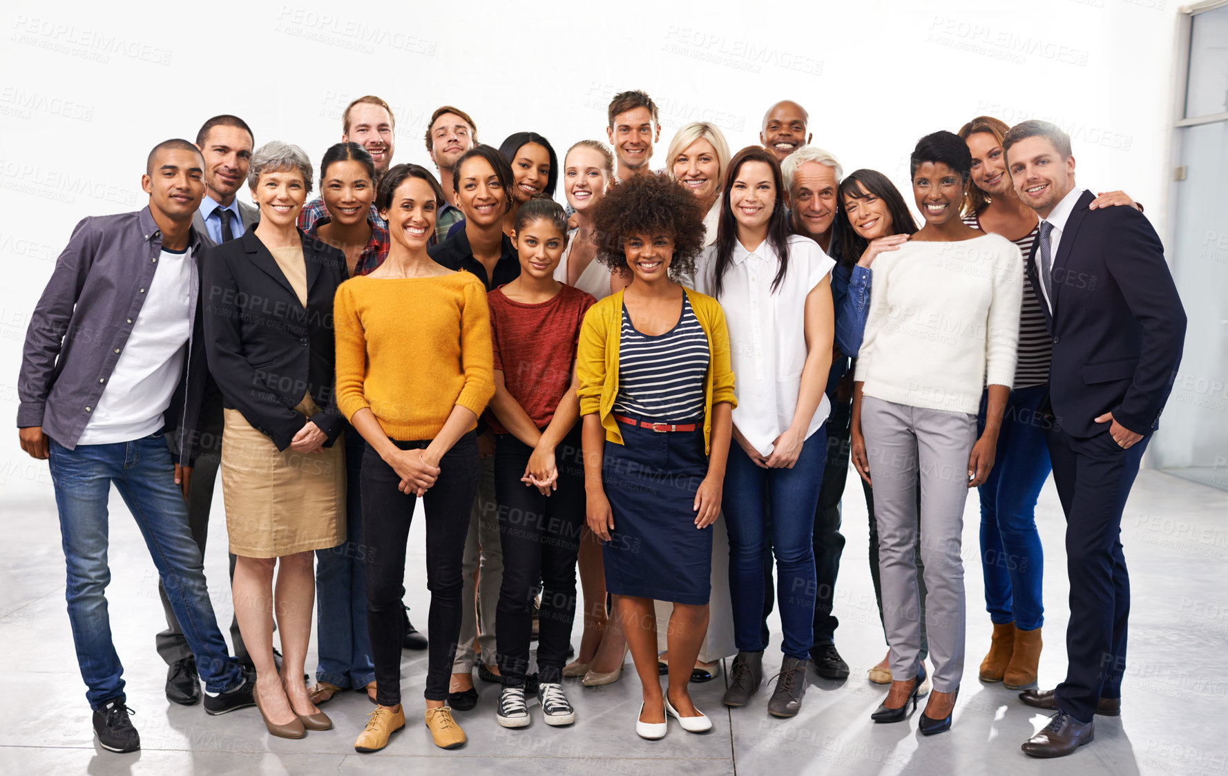 Buy stock photo Full length portrait of a diverse group of business professionals