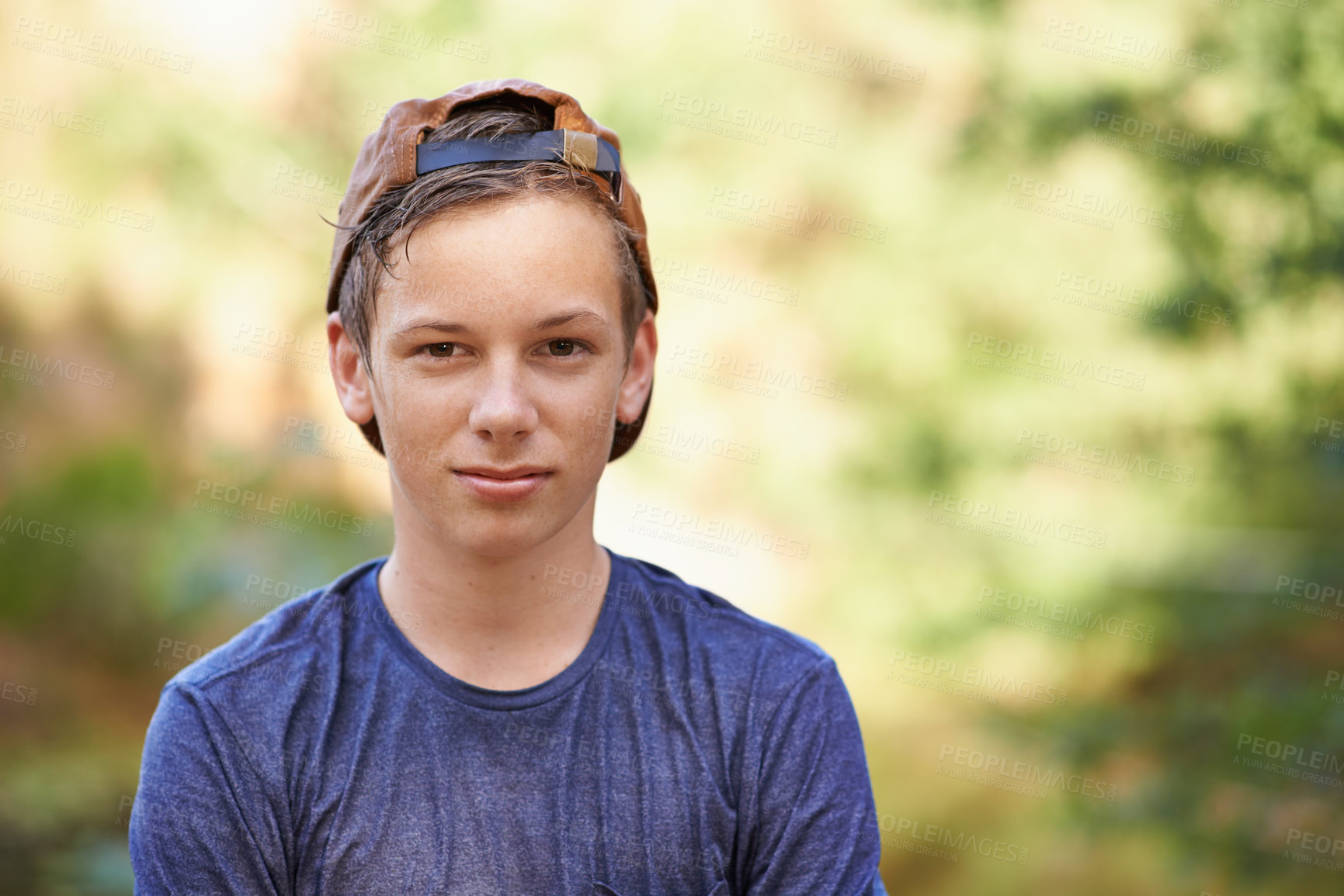 Buy stock photo Portrait of confident teenage boy standing outdoors