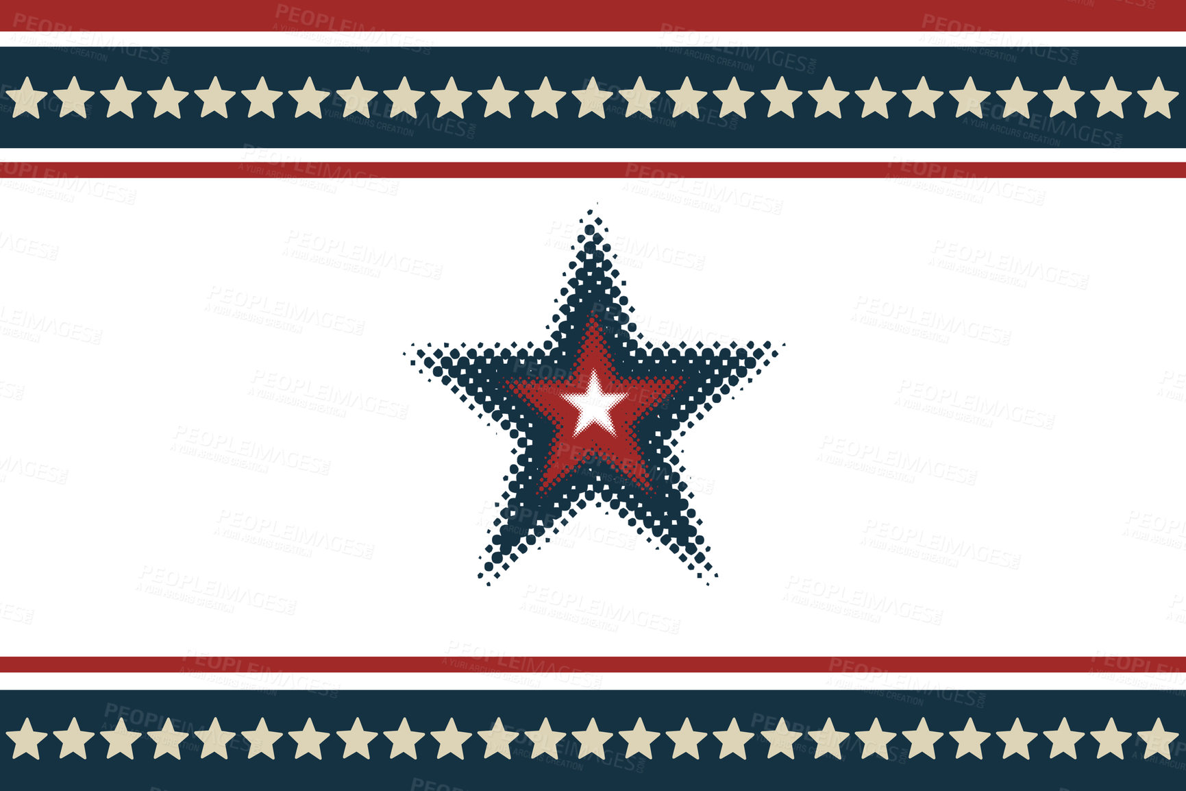 Buy stock photo Star, America and graphic with stripes on banner for illustration, theme or abstract on themed background. Empty, mockup space and symbol of bravery or independence in the USA for heritage or glory