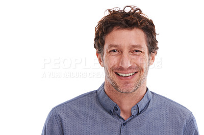 Buy stock photo Studio portrait of a handsome young man on a white background
