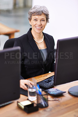 Buy stock photo Portrait of a mature woman  sitting in an office