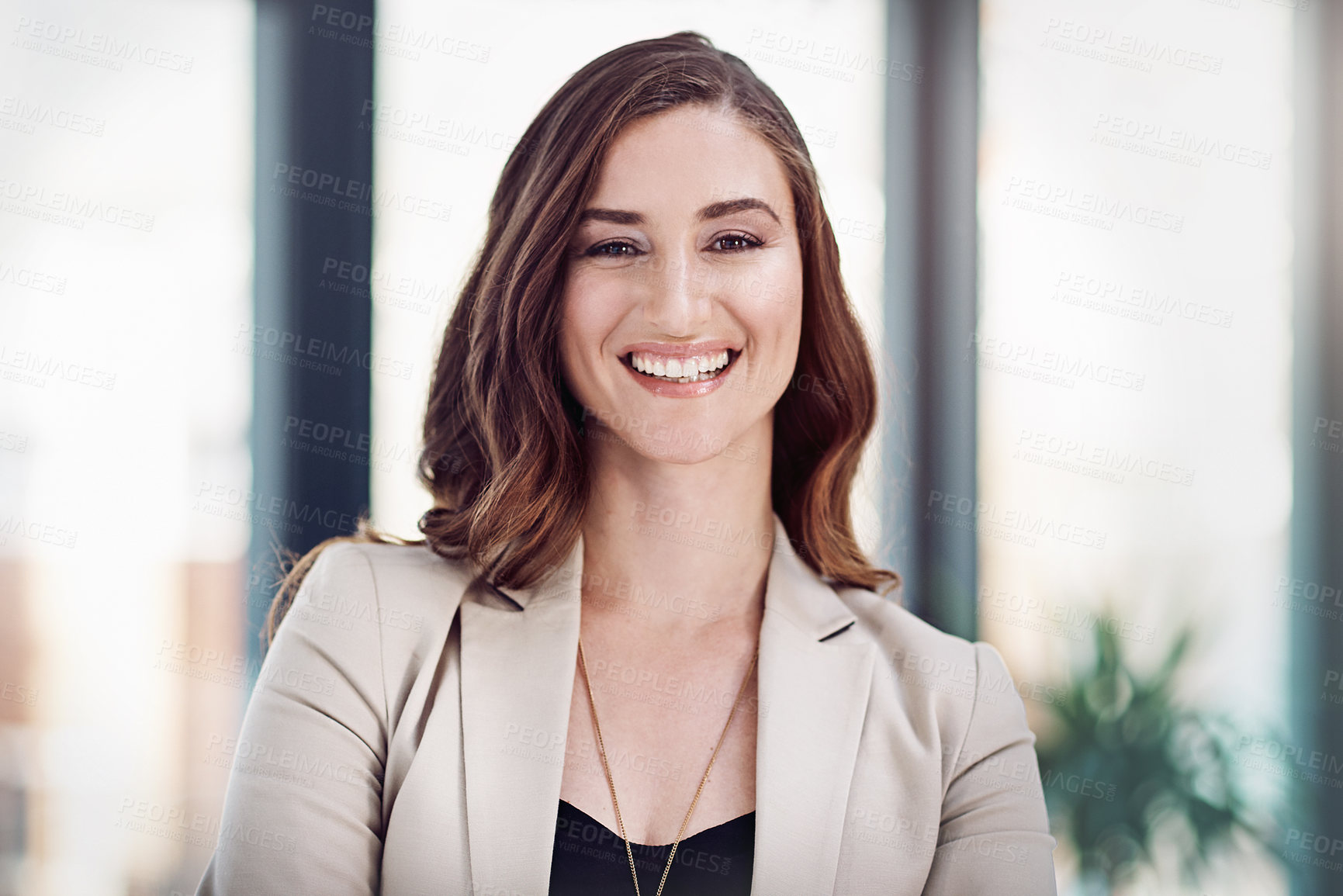 Buy stock photo Portrait of a successful businesswoman standing in her office