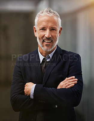Buy stock photo Portrait of a confident businessman in the office