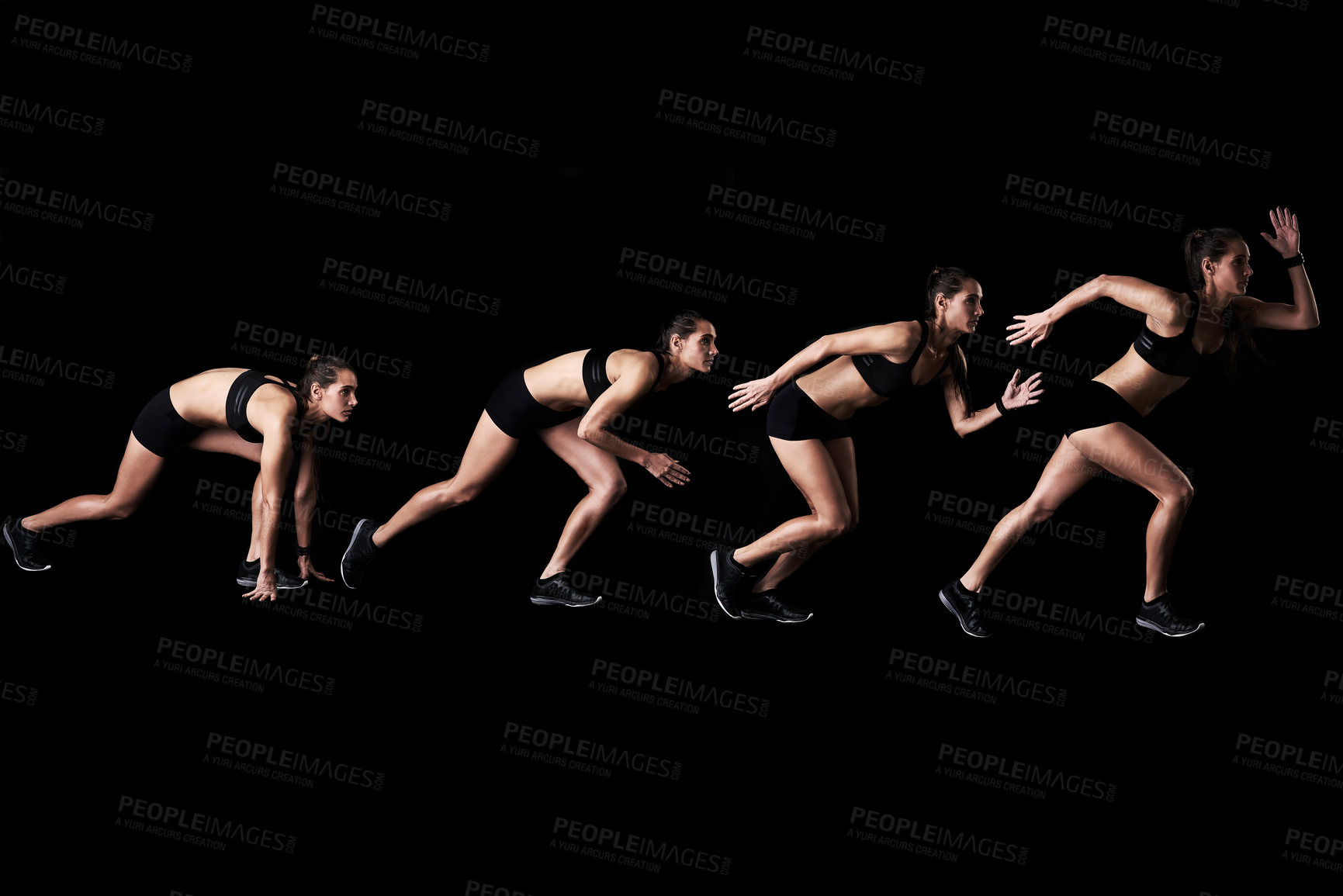 Buy stock photo Studio shot of a woman working out against a dark background