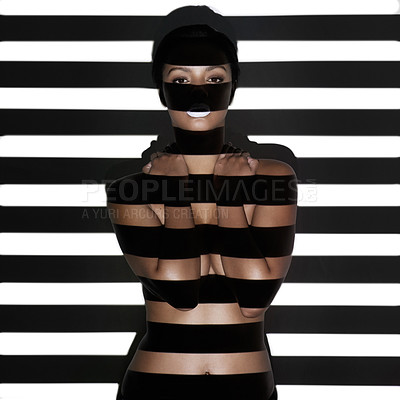 Buy stock photo Digitally enhanced shot of a beautiful nude woman posing alone in studio