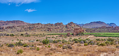 Buy stock photo Mountain view, nature and outdoor as landscape for adventure, sightseeing or travel as background. Countryside, wallpaper and wilderness for texture, panorama or sustainable in ecology or environment