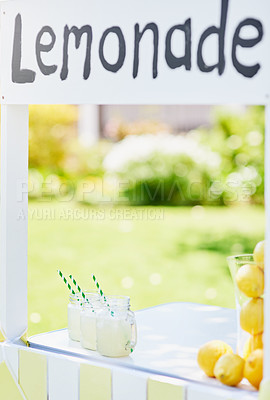 Buy stock photo Still life shot of a lemonade stand outside