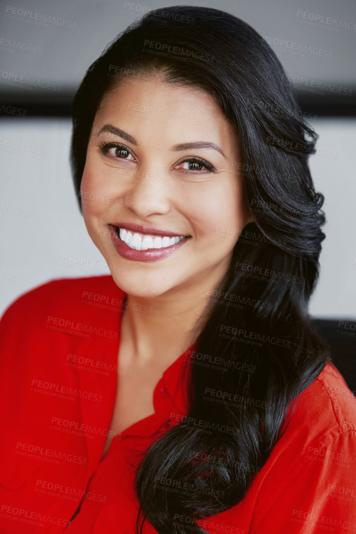 Buy stock photo Cropped portrait of a happy businesswoman in casual clothes