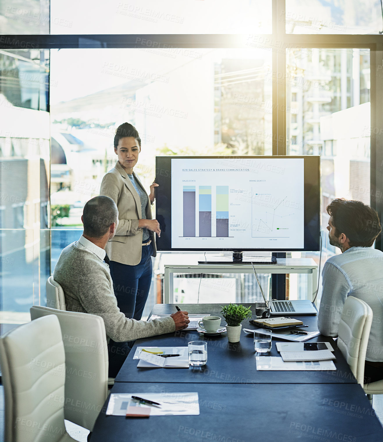 Buy stock photo Shot of a businesswoman giving a presentation in the boardroom