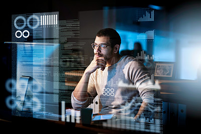 Buy stock photo Cropped shot of a male computer programmer working on new code