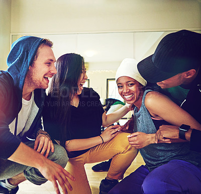 Buy stock photo Shot of a group of young dancers in a dance studio