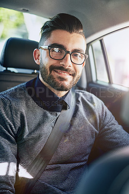 Buy stock photo Portrait of a young designer sitting in a car