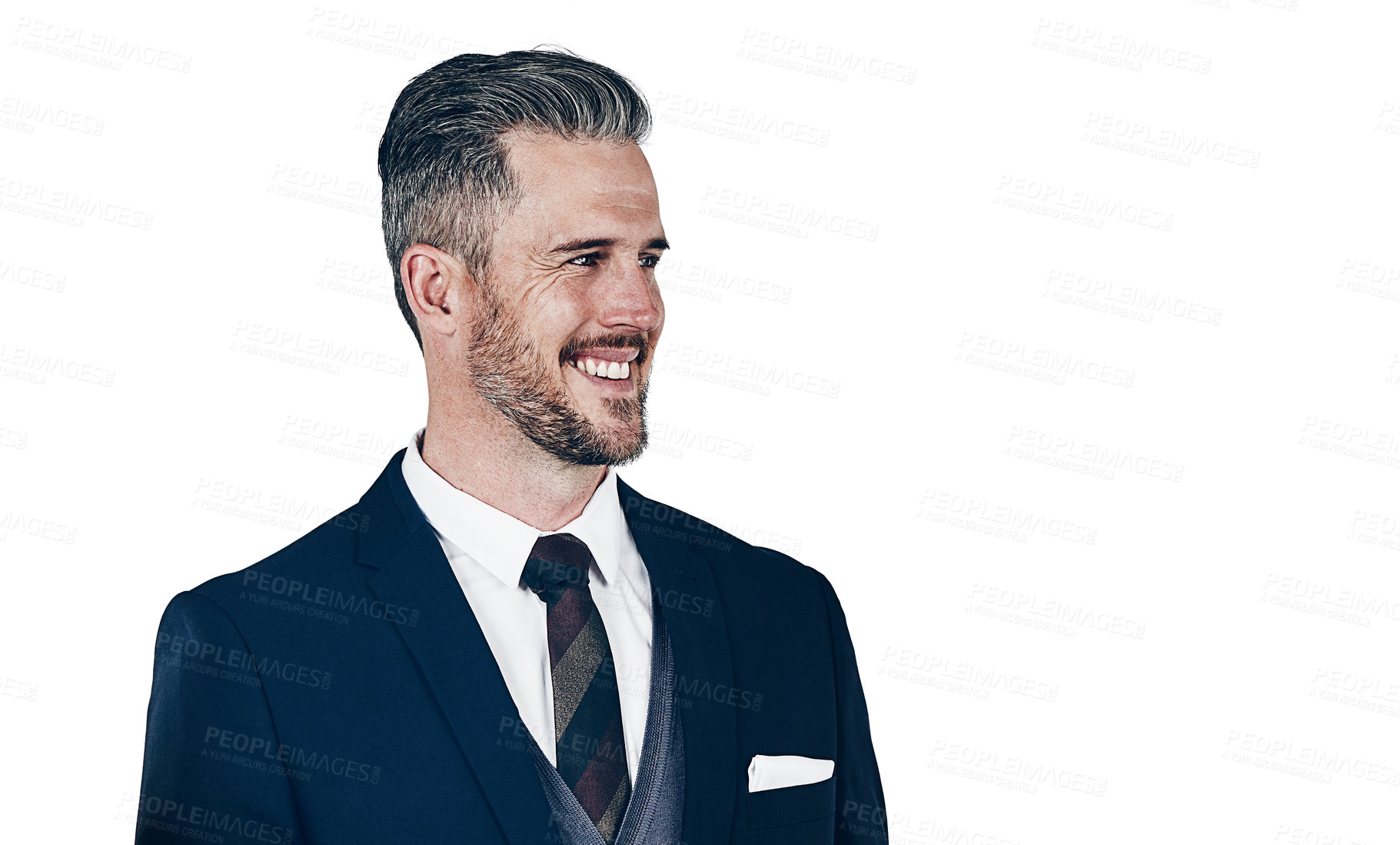 Buy stock photo Studio shot of a confident businessman posing against a white background