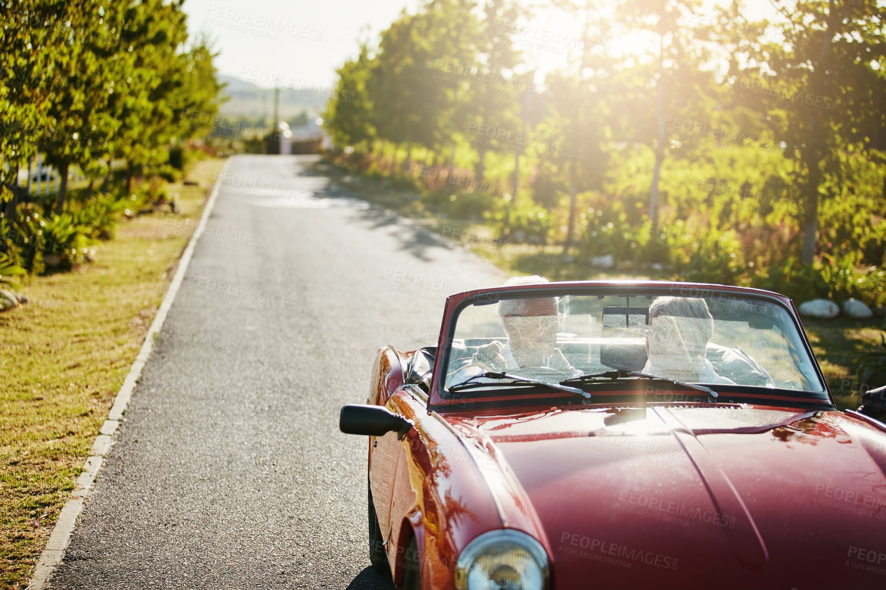 Buy stock photo Shot of a senior couple going on a road trip 