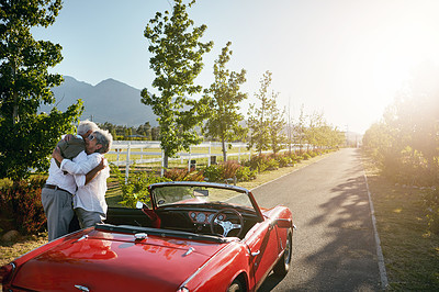 Buy stock photo Shot of a senior couple going on a road trip 