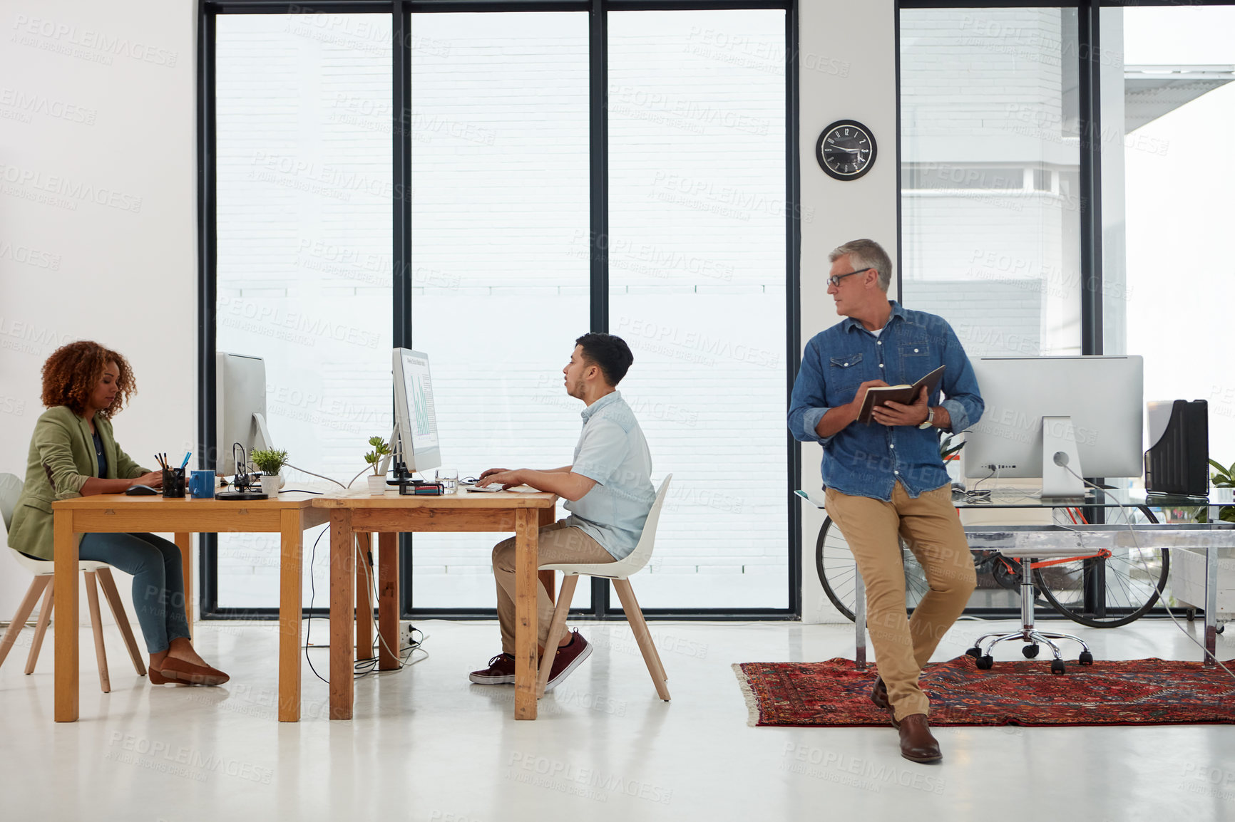 Buy stock photo Full length shot of three designers working individually in their office