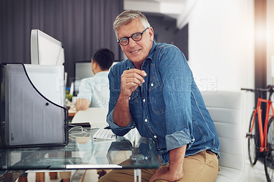 Buy stock photo Cropped portrait of a mature male designer working in the office