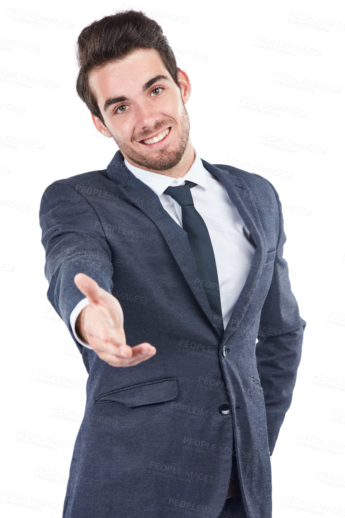 Buy stock photo Studio shot of a young businessman isolated on white