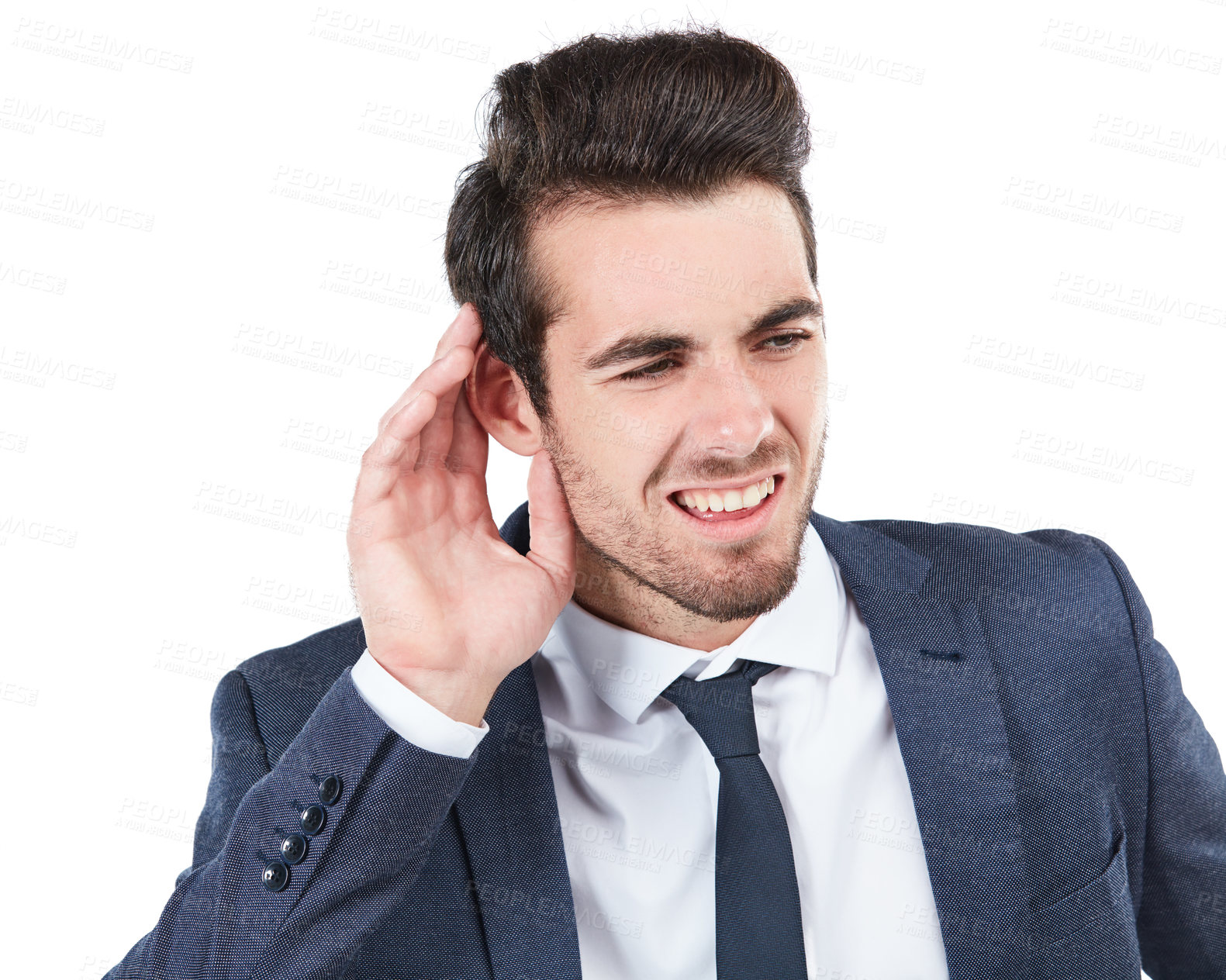 Buy stock photo Studio shot of a young businessman isolated on white