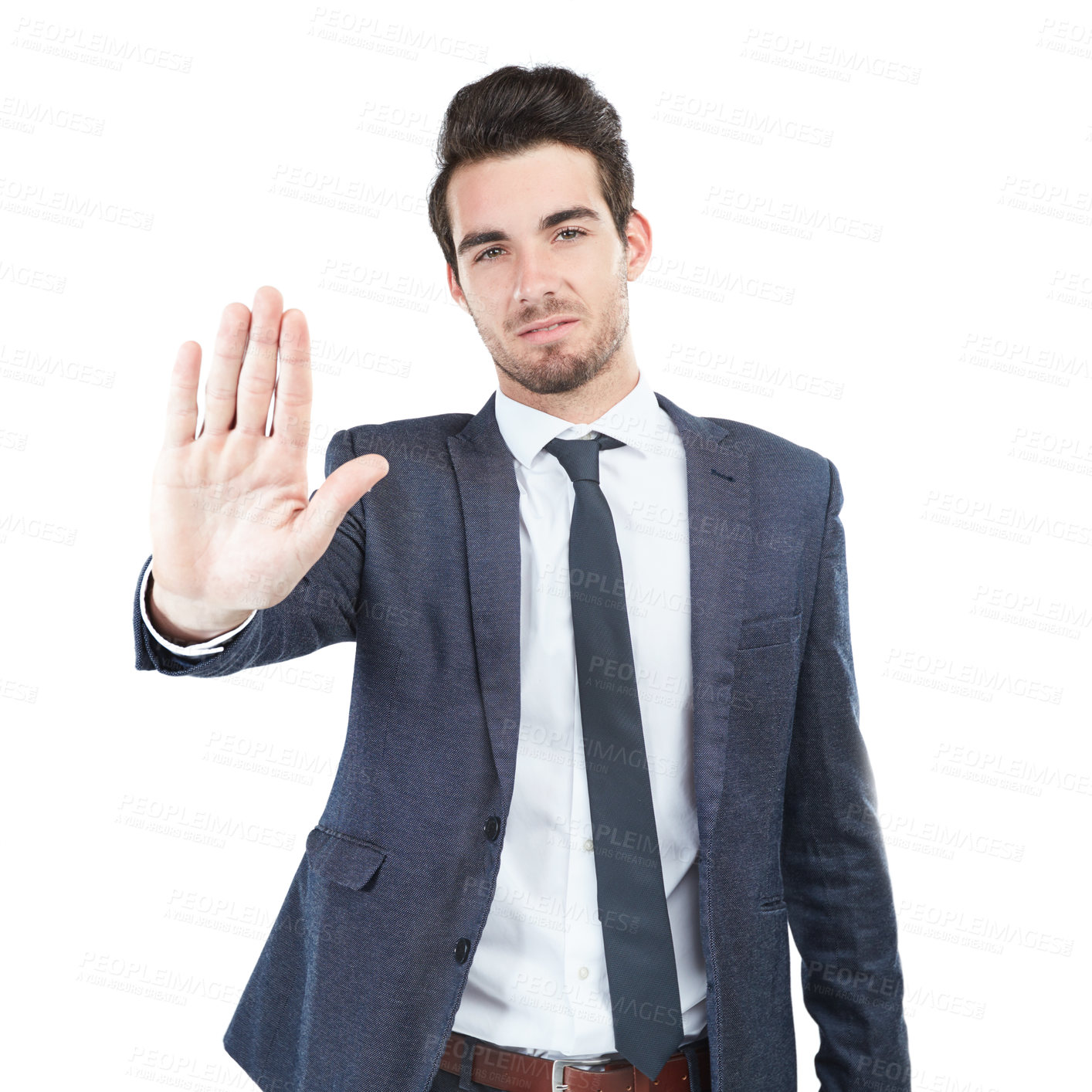 Buy stock photo Studio shot of a young businessman isolated on white